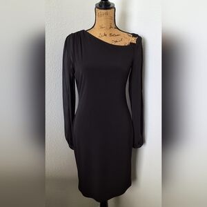 Ivanka Trump Black Long-Sleeve Sheath Dress
